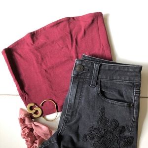 Red/Burgundy Tube Top